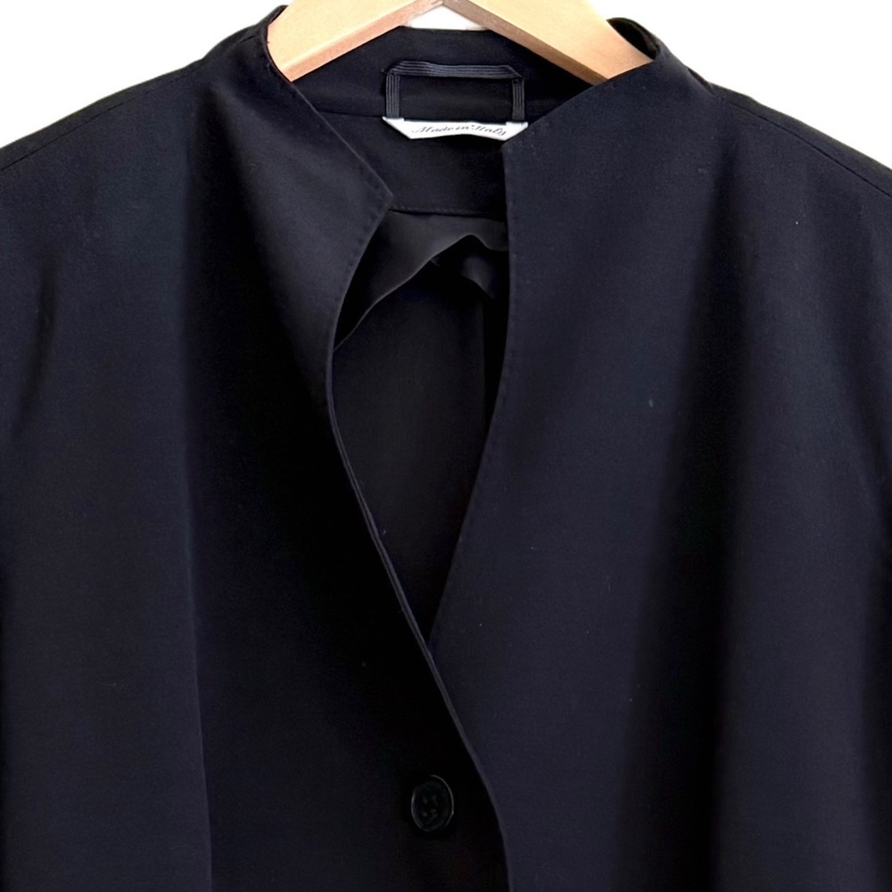 MaxMara Black Minimal Collarless Wool Blazer - Picture 2 of 14